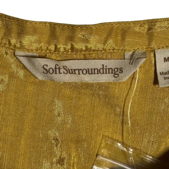 Soft Surroundings Size Medium Lauralin embroidered tunic beaded NWT mustard - Picture 8 of 13